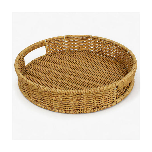 Round PP Rattan Serving Tray / Polypropylene Rattan / 11.8