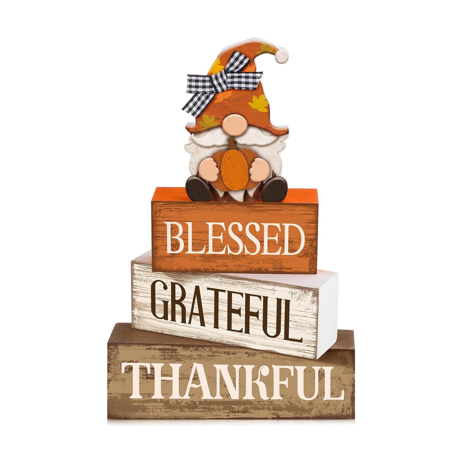 Lineshading 4 Pcs Fall Gnome Block Signs Thanksgiving Tiered Tray Decor