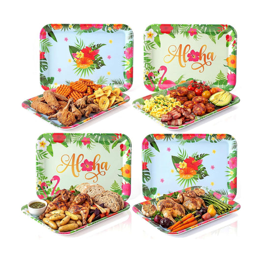 4 Pieces Tropical Serving Trays Melamine Platters