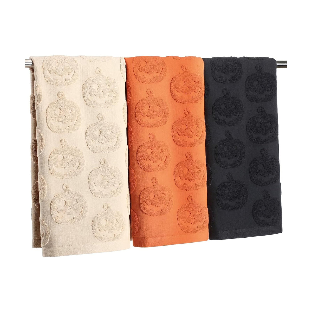 Remagr 3 Pcs Halloween Hand Towels Set for Bathroom Spooky Pumpkin Decor