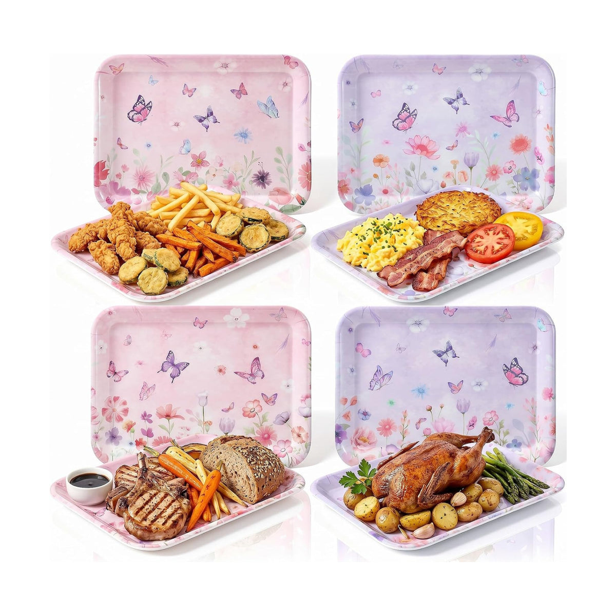4 Pieces Butterfly Serving Trays Melamine Platters
