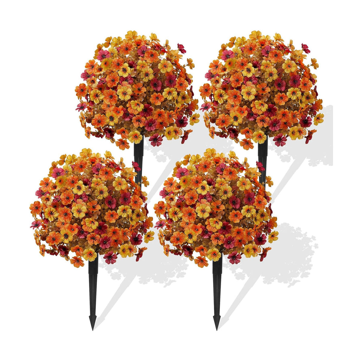 Alupssuc 4Pcs Artificial Fall Ball Flowers for Outdoors, Fake Plants