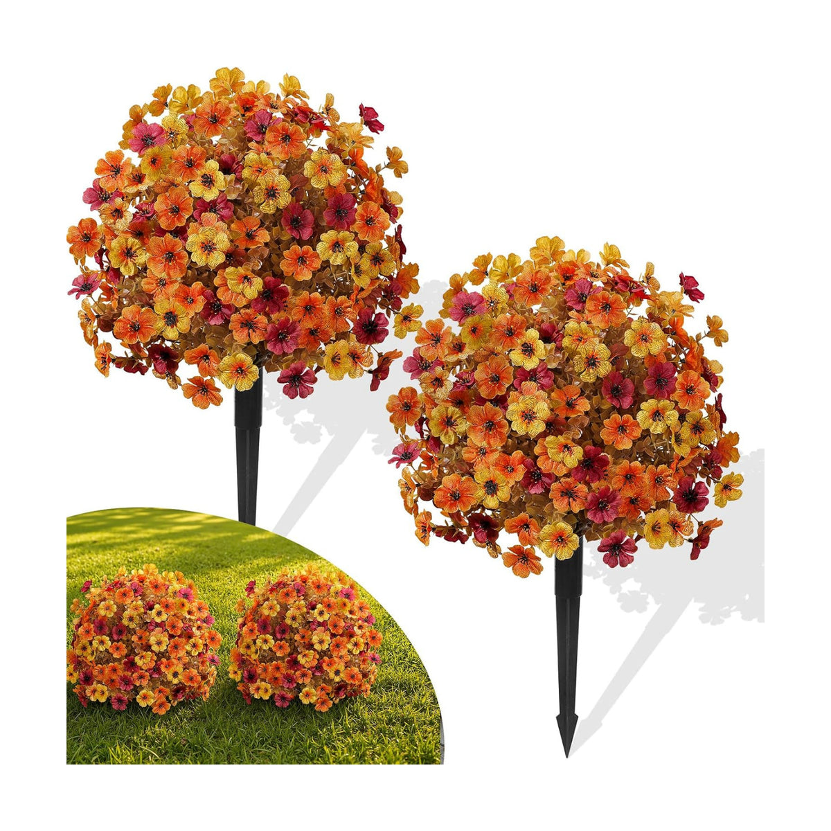 Alupssuc 2Pcs Artificial Fall Topiary Ball Flowers for Outdoors, Fake Plant