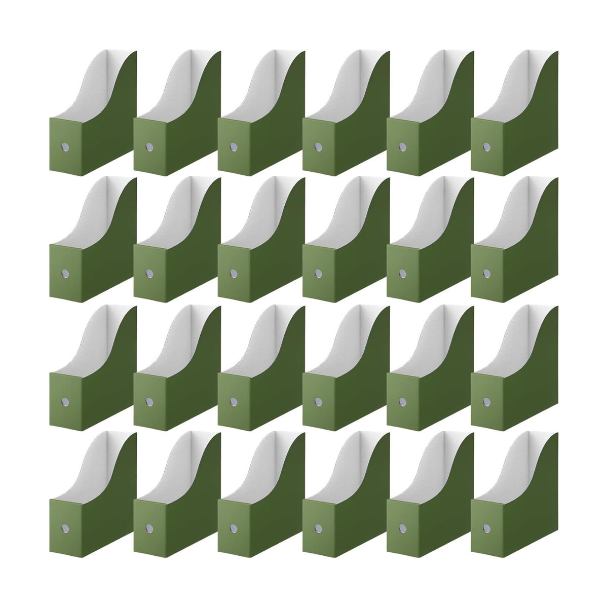 Thenshop 24 Pcs Magazine Files Cardboard Holders,Classic,Dark Green | File Organizer Foldable Paper Storage for Desk