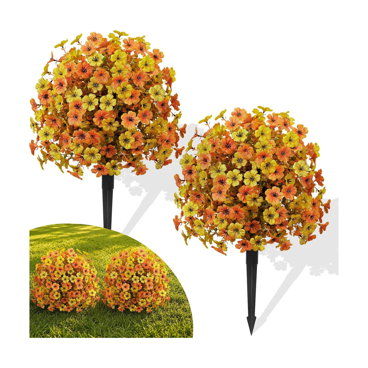 Alupssuc 2Pcs Artificial Fall Topiary Ball Flowers for Outdoors, Fake Plant