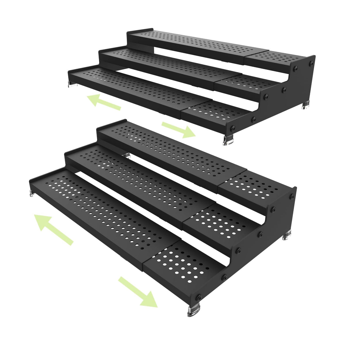 Expandable 3-Tier Spice Metal Shelf Rack, Black, 2 Packs | Kitchen Cabinet and Pantry Organizer, Seasoning Storage