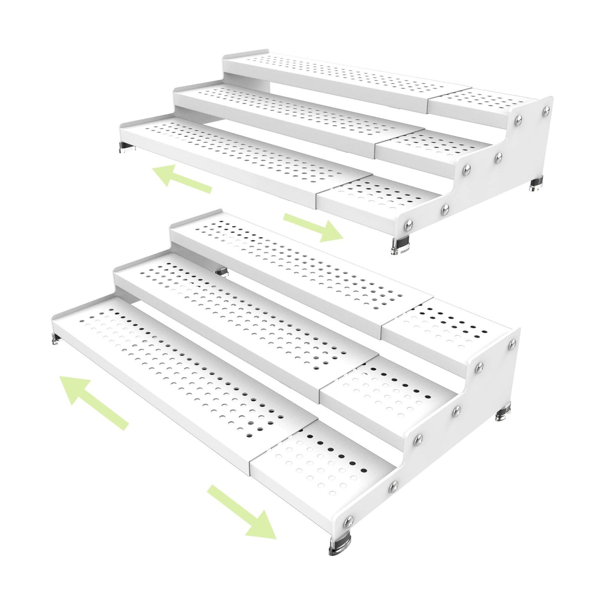 Expandable 3-Tier Spice Metal Shelf Rack, White, 2 Packs | Kitchen Cabinet and Pantry Organizer, Seasoning Storage