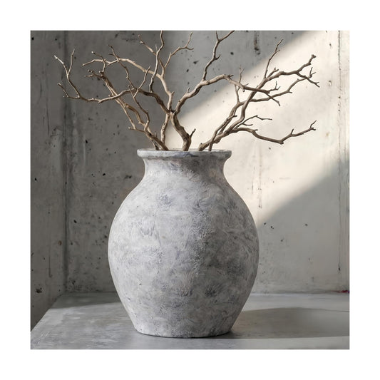 XL White Ceramic Vase / XL Stone White / 10 Inch