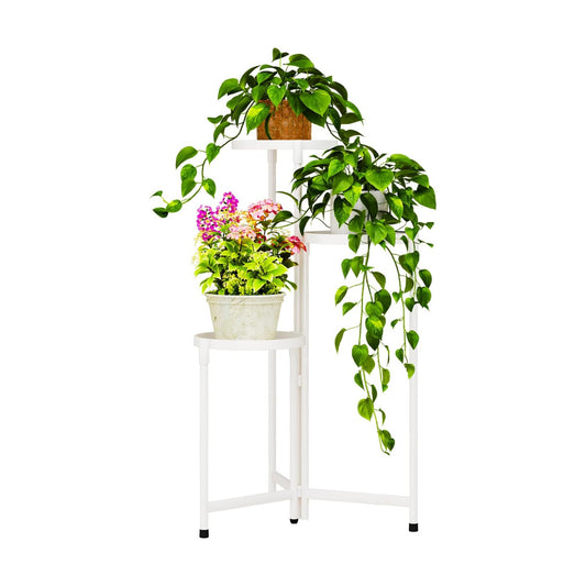 Plant Stand indoor outdoor-3 Tier black Tall Metal Flower Pot Holder 9in Wide Potted Display Rack - Heavy Duty Corner