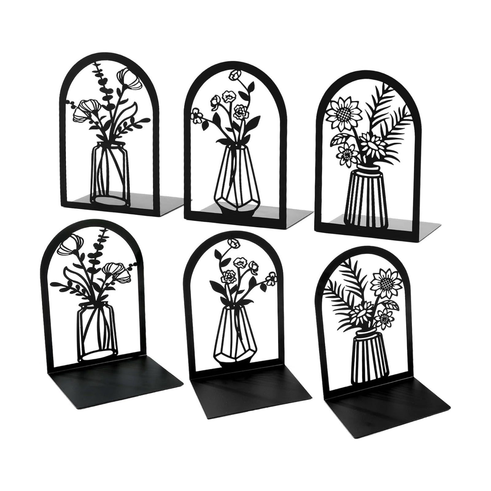 Metal Bookends / Metal Book Ends 3 Pairs / Black