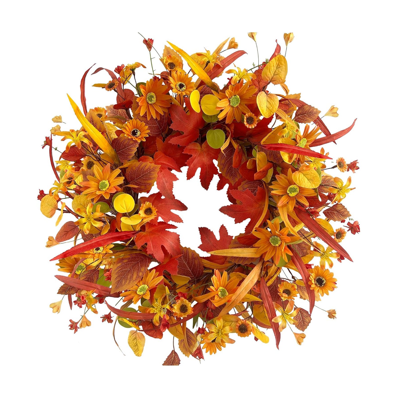 Pinkpum 22" Fall Wreath Front Door Artificial Daisy Wall Decor Autumn