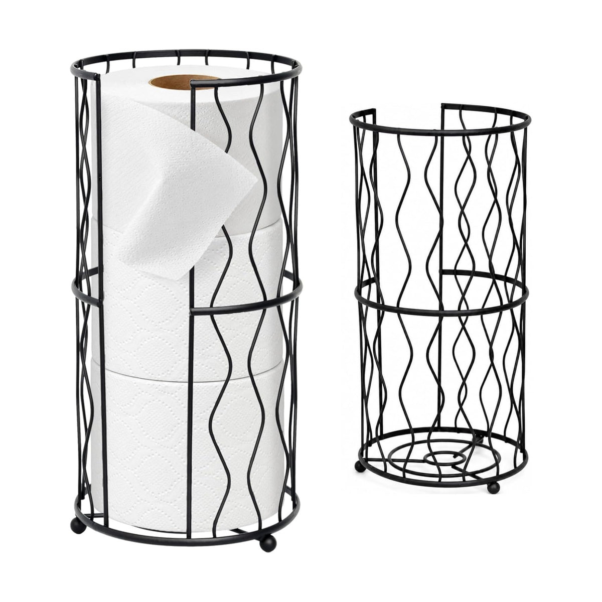 Modern Metal Freestanding Toilet Paper Roll Holder Stand and Dispenser with Storage for 3 Rolls of Reserve Toilet