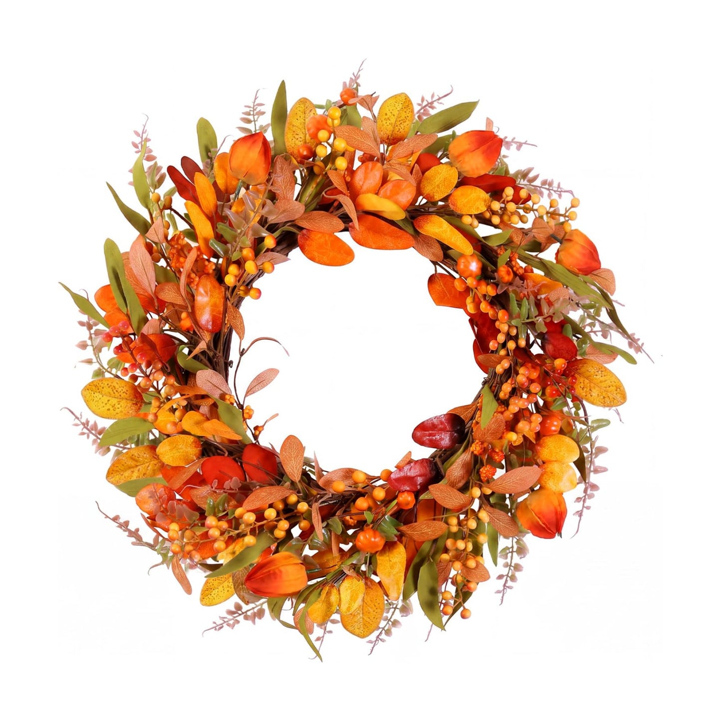 Pinkpum 22" Fall Wreath for Front Door Pumpkin Artificial Wall Decor Autumn
