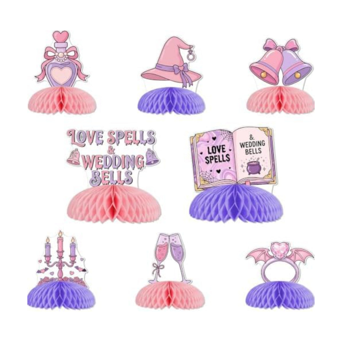 Love Spells And Wedding Bells Bachelorette Honeycomb Centerpieces