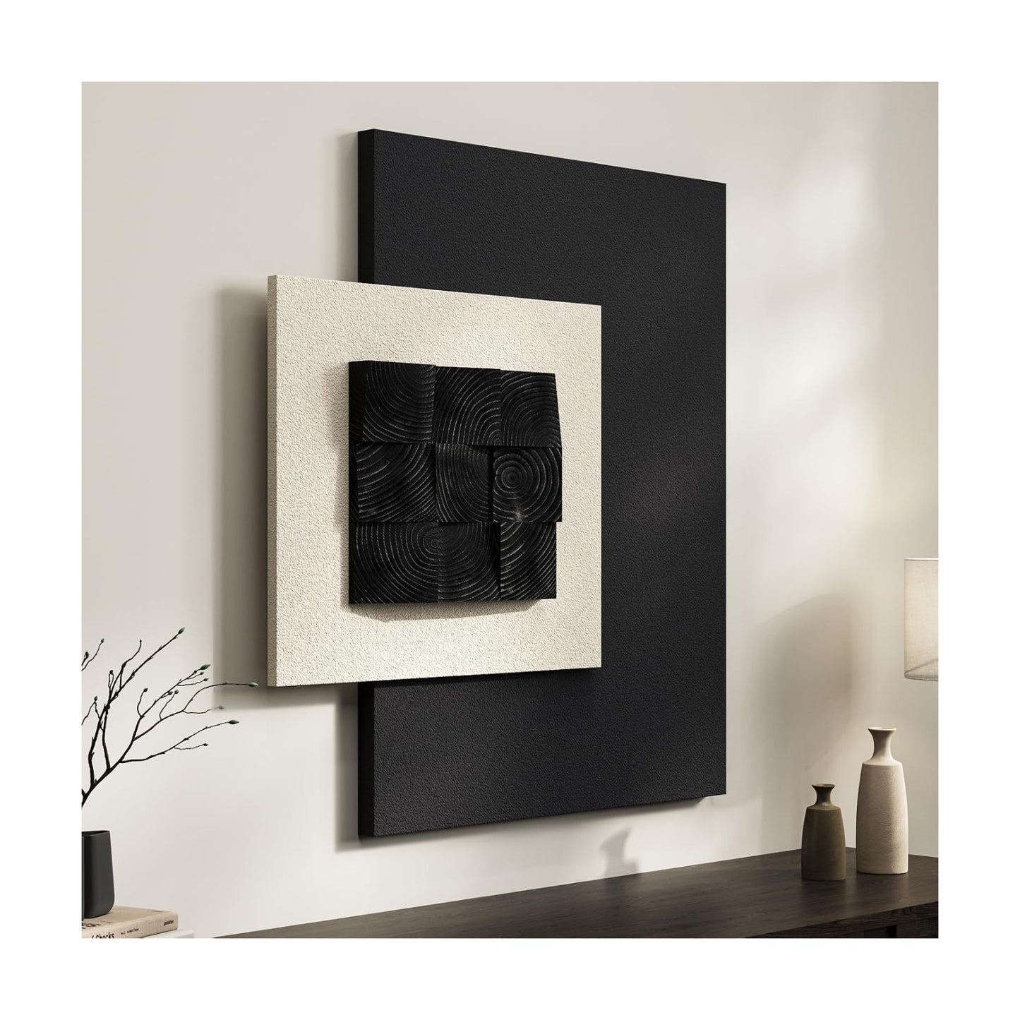 Large Wood Abstract Wall Art for Living Room, Modern 3D Artwork for Walls