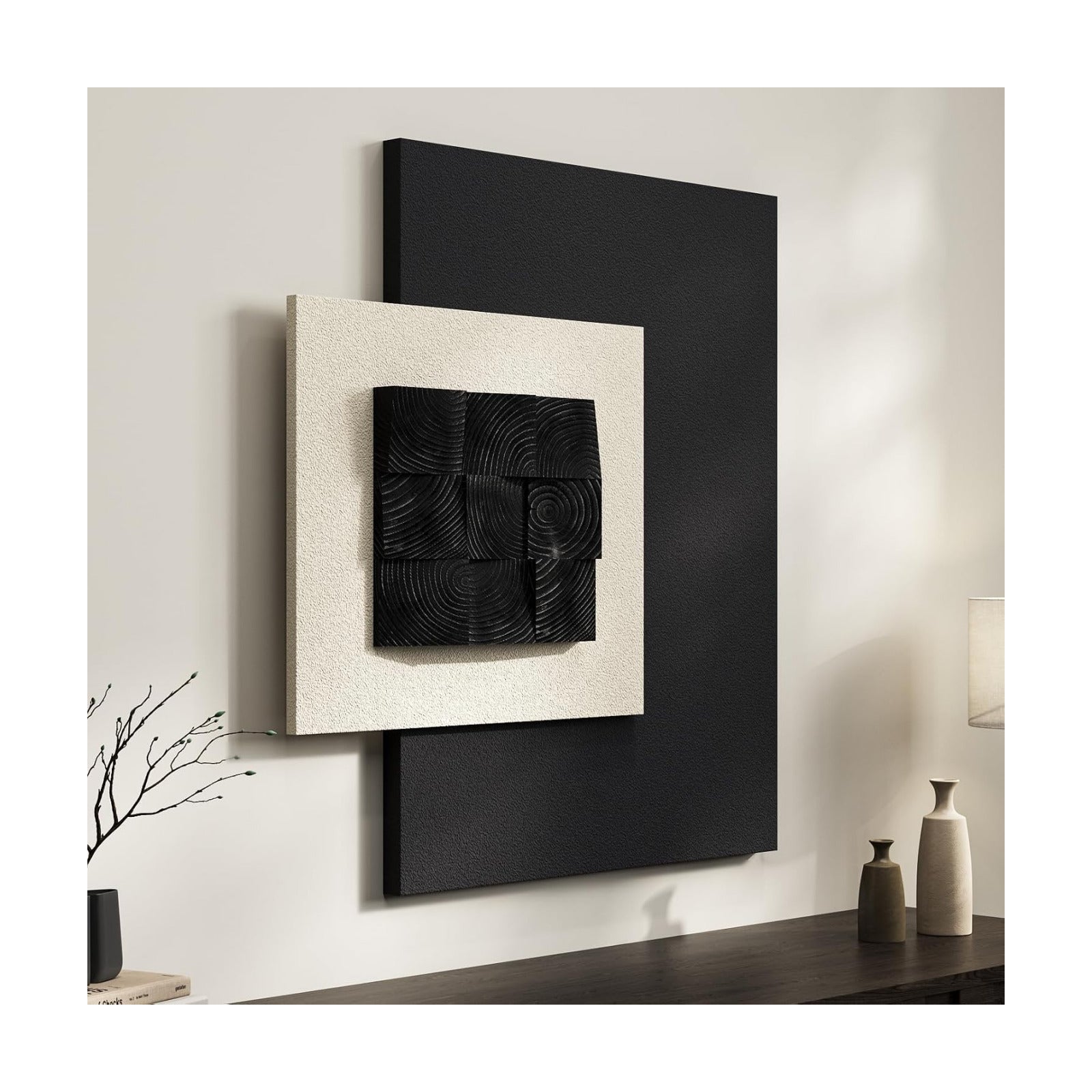 Large Wood Abstract Wall Art for Living Room, Modern 3D Artwork for Walls