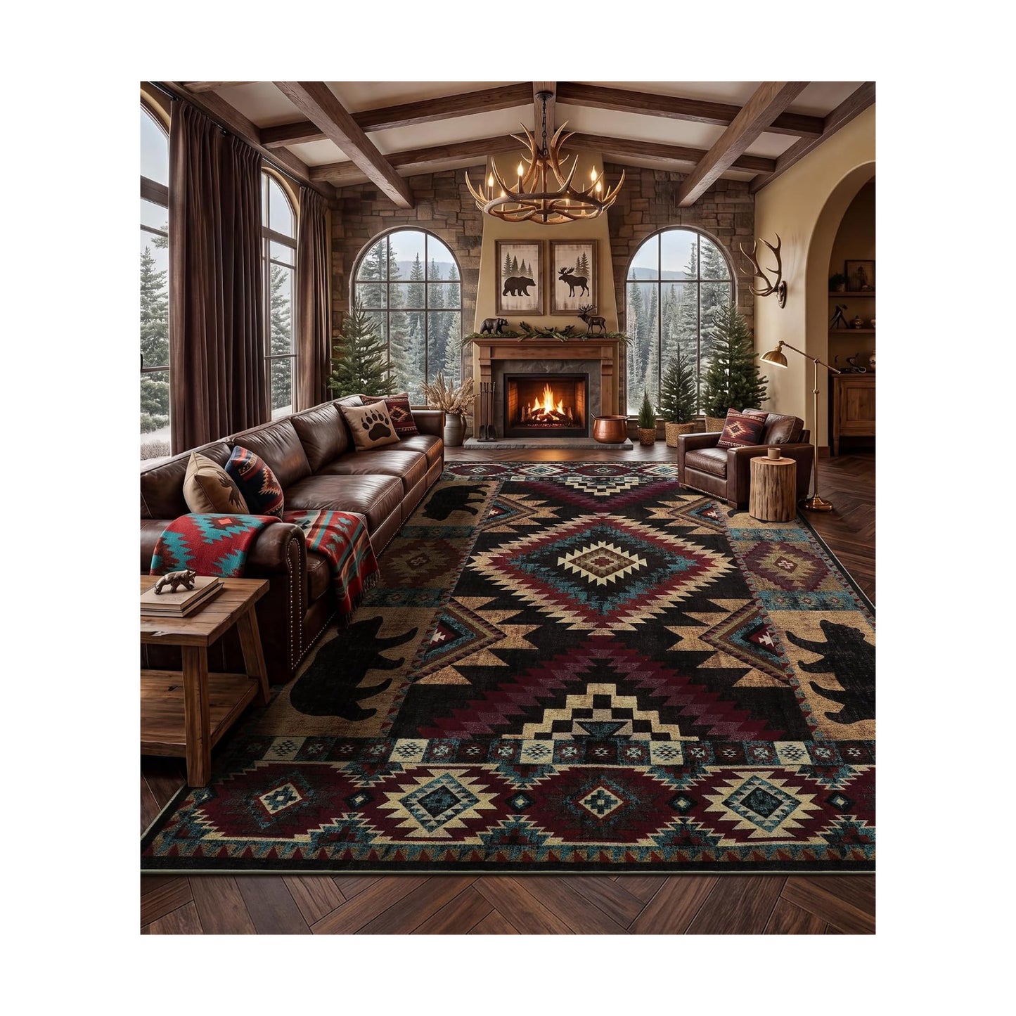 YIHOUSE 10x14 Western Cabin Area Rugs for Living Room
