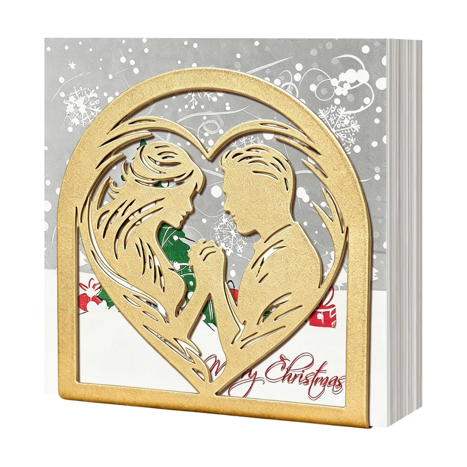 Napkin Holder / Love-Themed Decorative Metal Napkin Dispenser / Gold