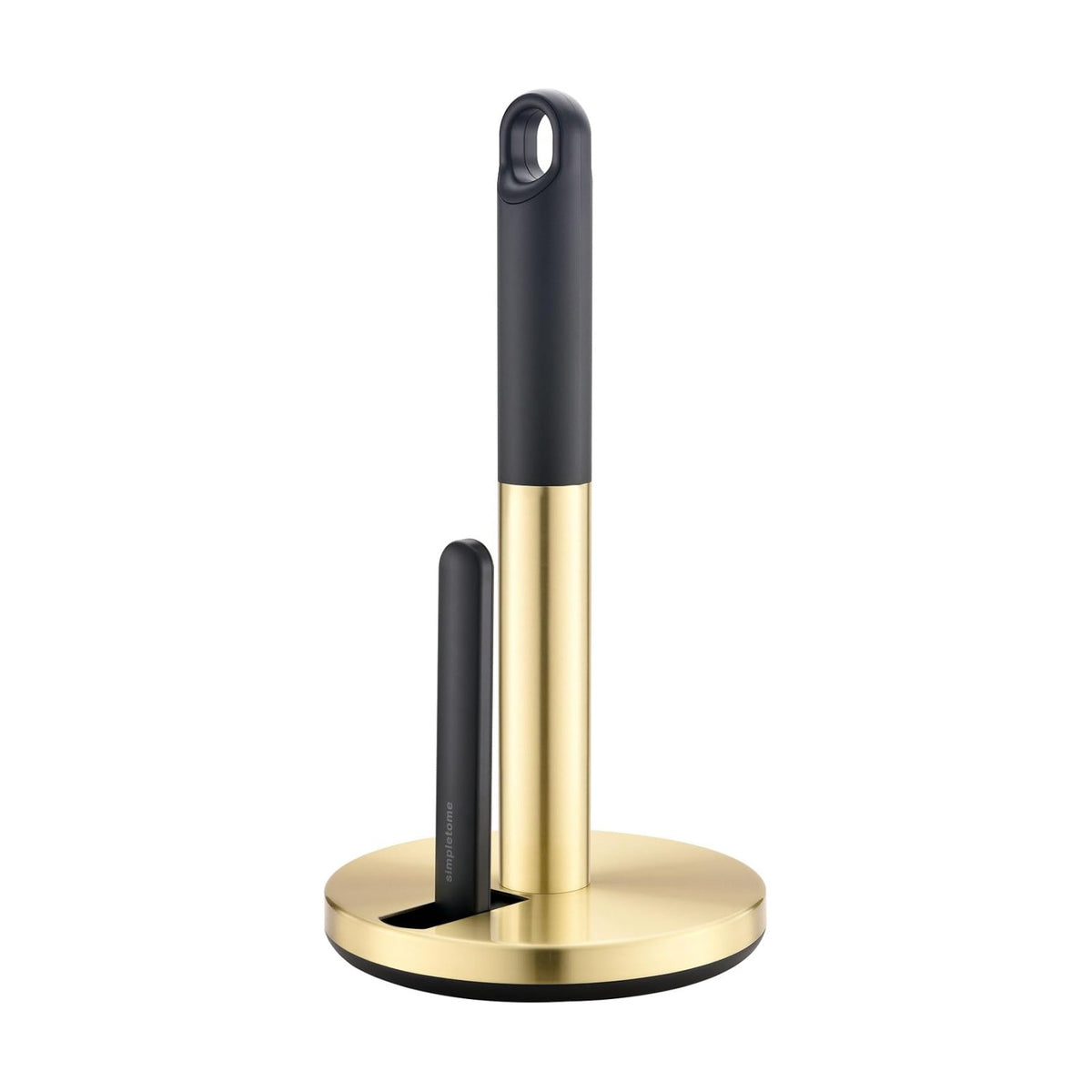 simpletome ONE Hand Tear Paper Towel Holder Countertop (Brushed Gold) | tension arm, tear one/more sheets at one time