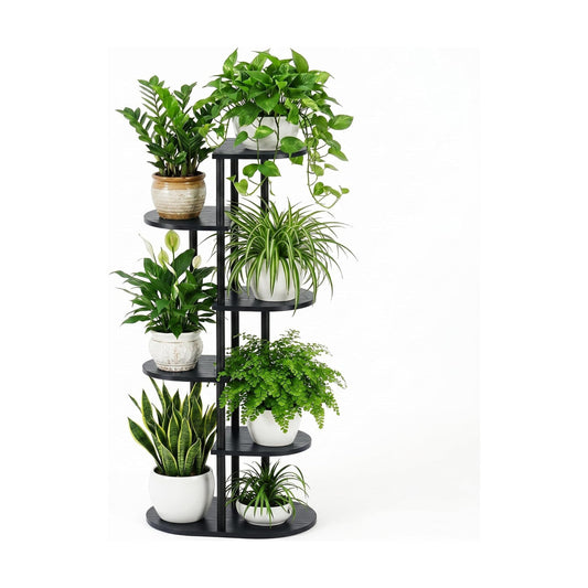 Tiered Plant Stand Indoor, Tall 6 Tier 7 Potted Wooden Plant Shelf for Multiple Flower Plants, Multi Corner Metal Plant