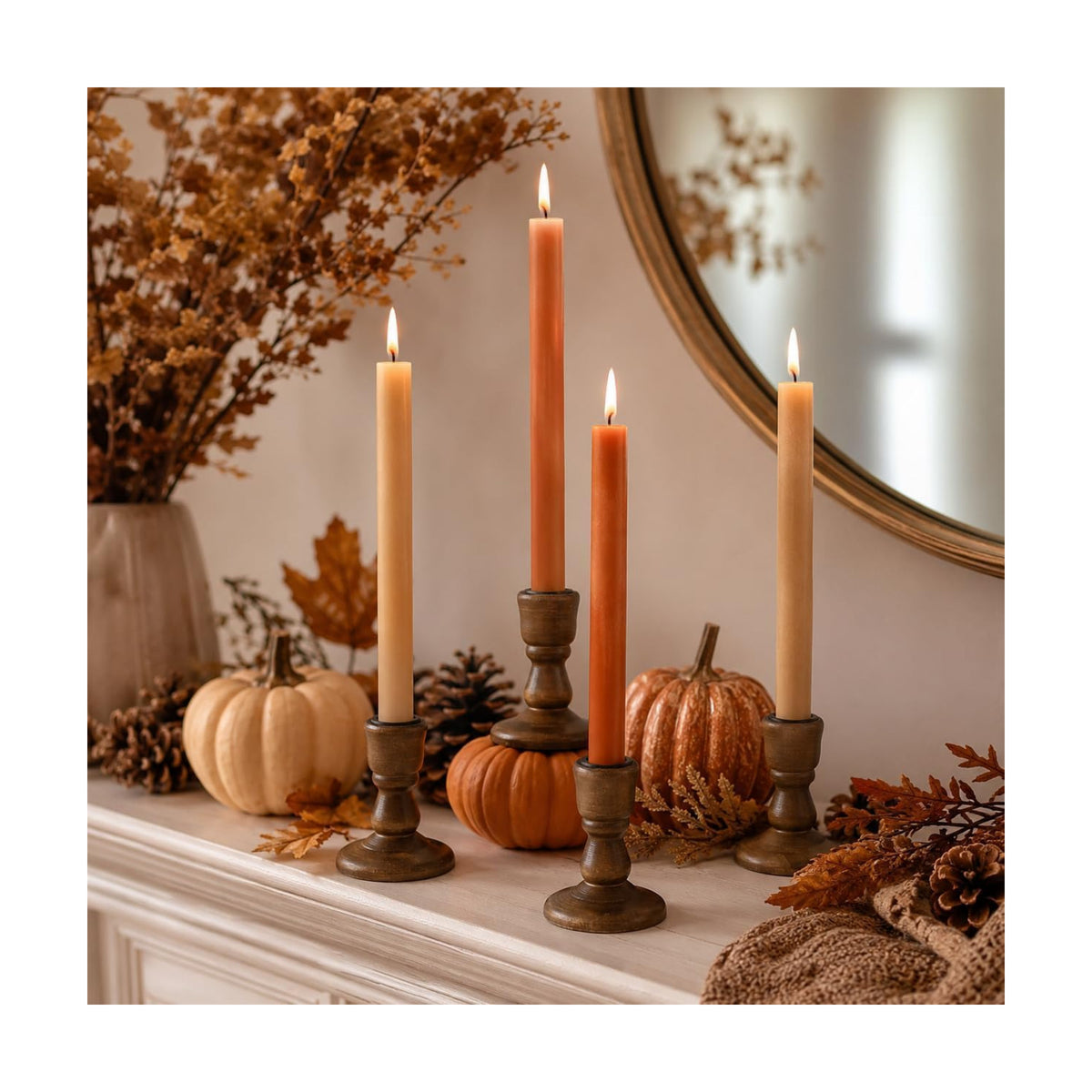 Wooden Candlestick Holders Rustic: Farmhouse Taper Candle Holder