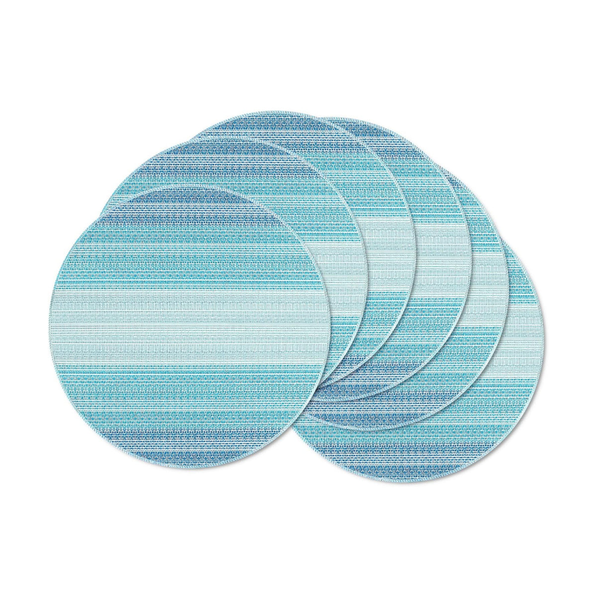 Niviy Round Placemats, Placemats Set of 6, 12x18 Inch Washable Place Mats Easy to Clean Heat Resistant Table Mats Wipeable Placemat for Holiday Party Kitchen Dining Table Decoration, Blue