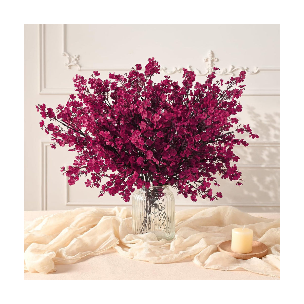 20 Pcs Baby Breath Flowers Artificial Bulk, Fake Fall Flowers, Burgundy