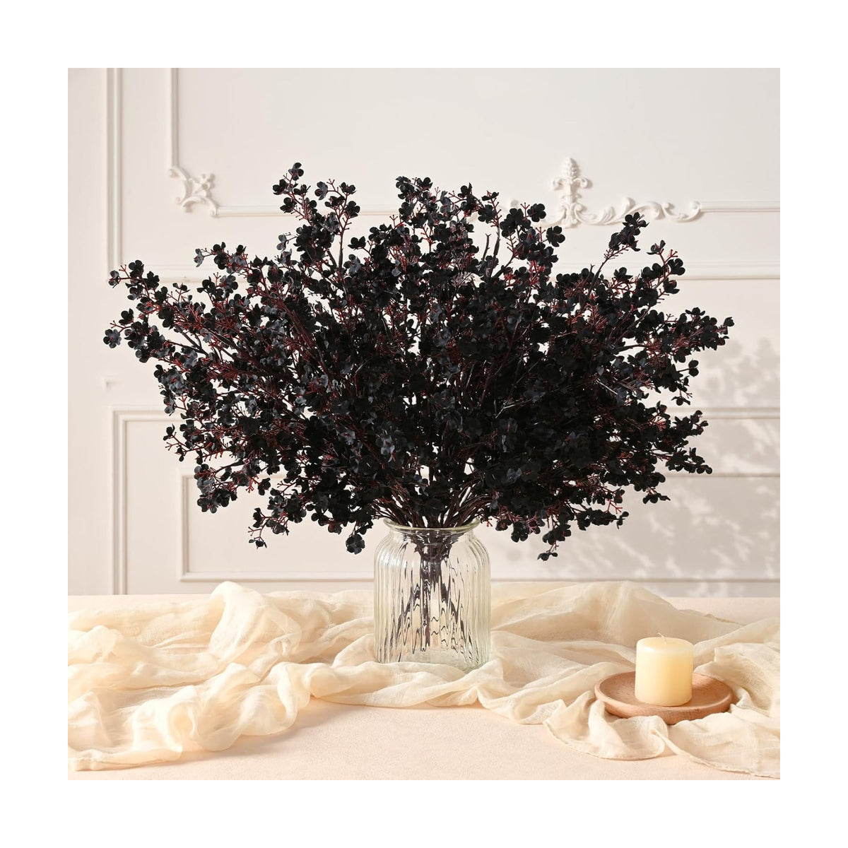 20 Pcs Baby Breath Flowers Artificial Bulk, Fake Fall Flowers, Black