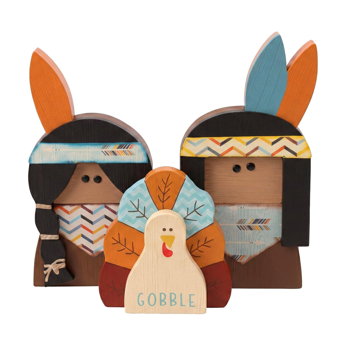 Colingmill 3 Pcs Thanksgiving Decorations Wooden Turkey Pilgrim Table Sign