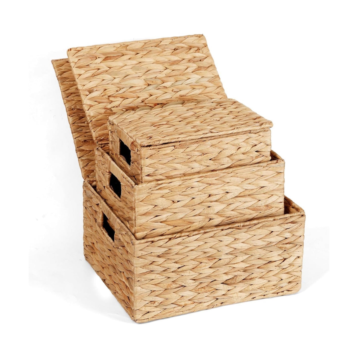 Wicker Storage Baskets / 13.19"D x 11.81"W x 7.48"H / Natural / Set of 3