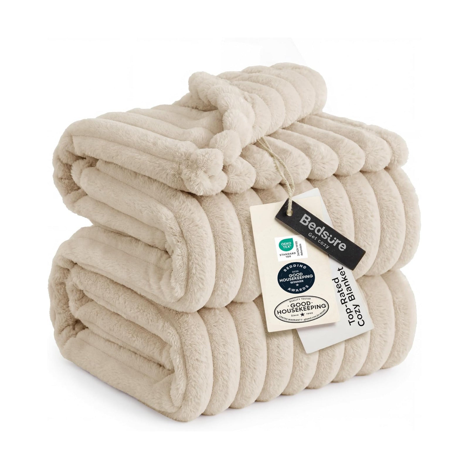Bedsure Soft King Size Blankets for Bed Khaki 108"x90"