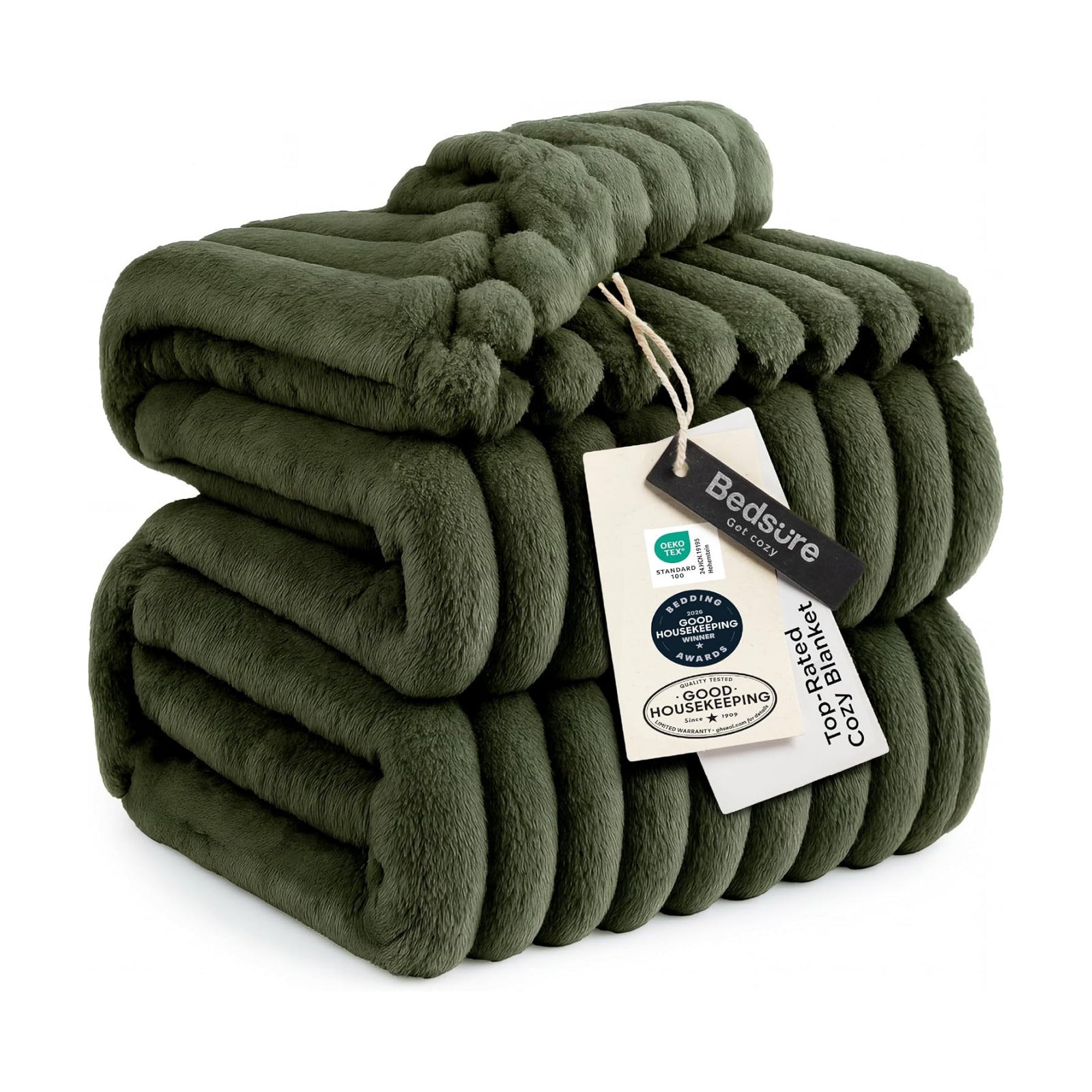 Bedsure Soft Queen Size Blanket for Bed Green 90"x90"