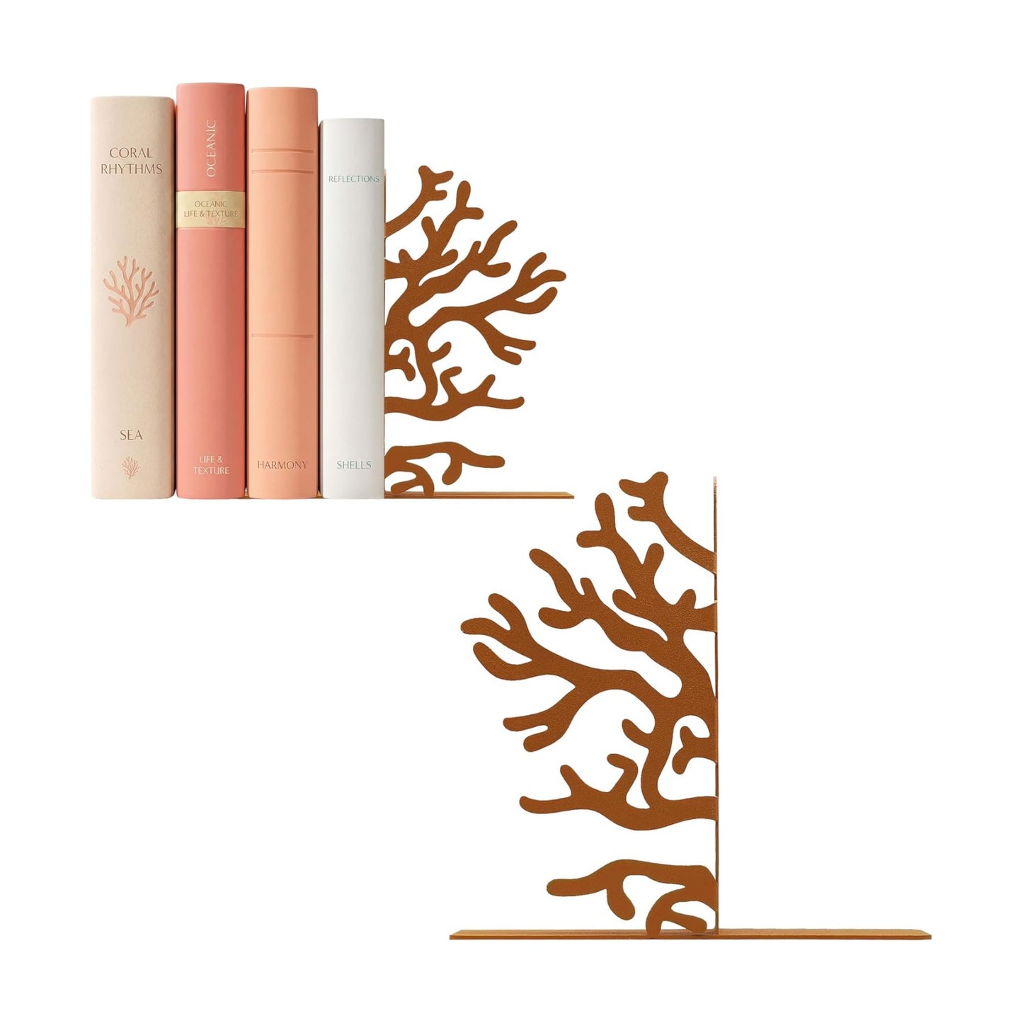 Metal Coral Reef Decorative Bookends / Brown