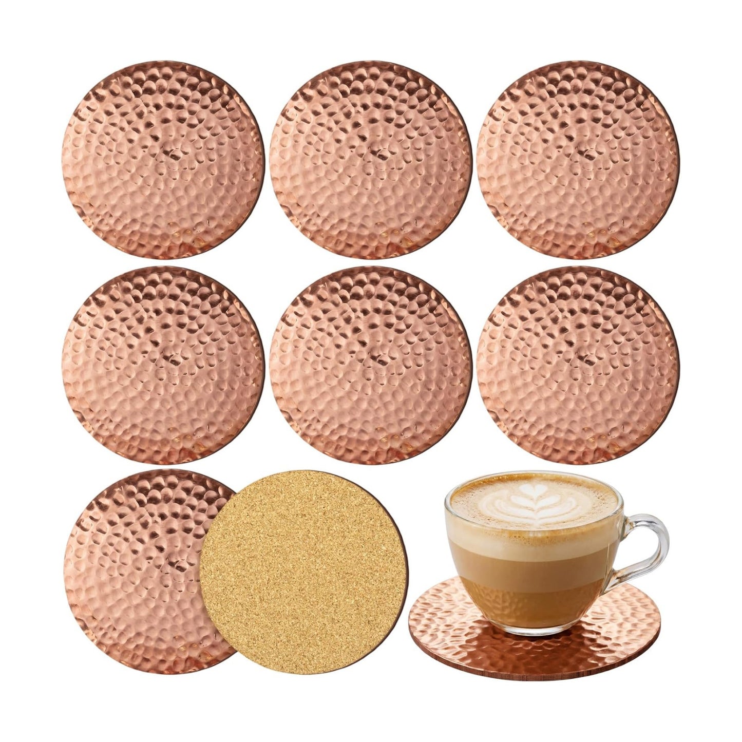 Hammered Coasters Antique Copper Coasters Round Metal Drink Coaster / Brass / 4 Inch / Set of 6