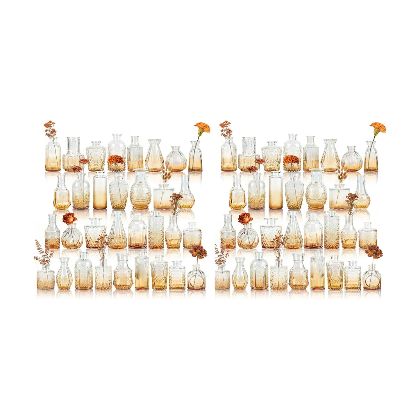 Glass Bud Vases / Amber-2 / Set of 64