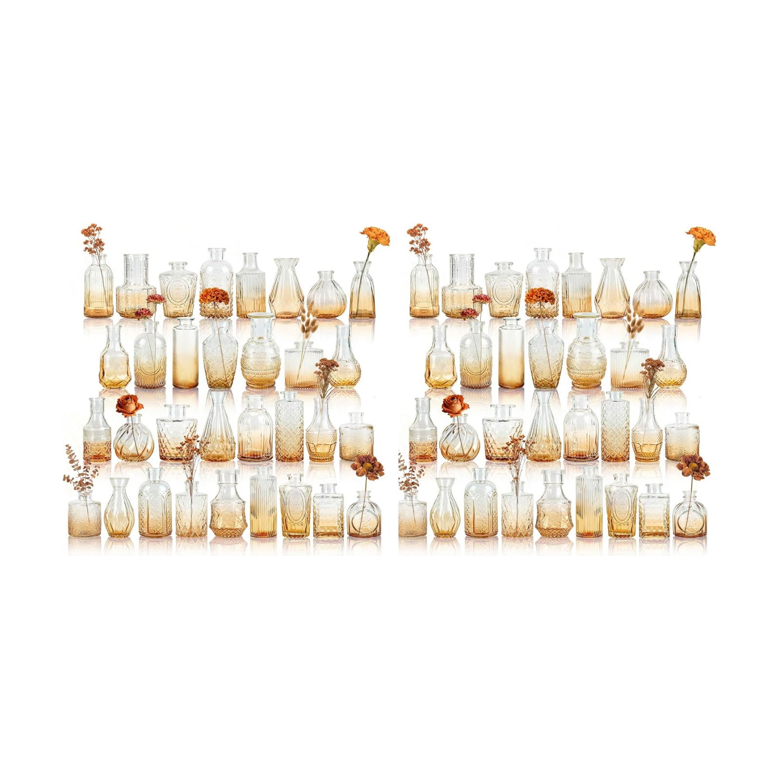 Glass Bud Vases / Amber-2 / Set of 64