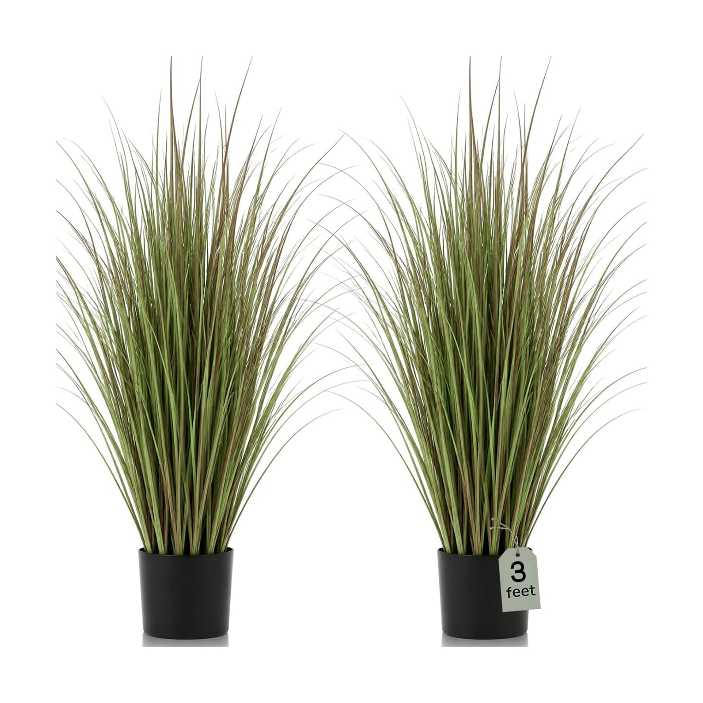 Tall Artificial Grass Plant Potted Artificial Greenery Floor Plants / Light Purple / 3 Ft / Set of 2