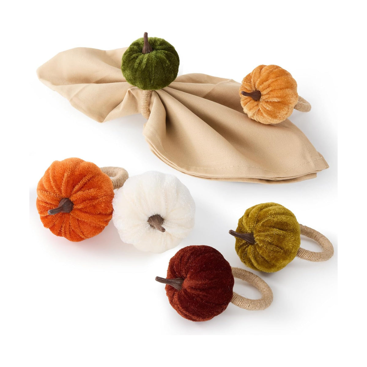 Fall Thanksgiving Pumpkin Napkin Rings Set of 12, Thanksgiving Table Decor
