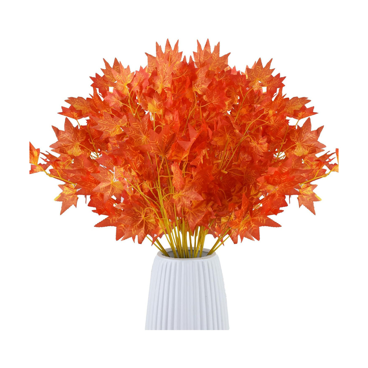 Artificial Red Maple Leaves Bunch, Silk Fall Foliage Stems 24 Inch