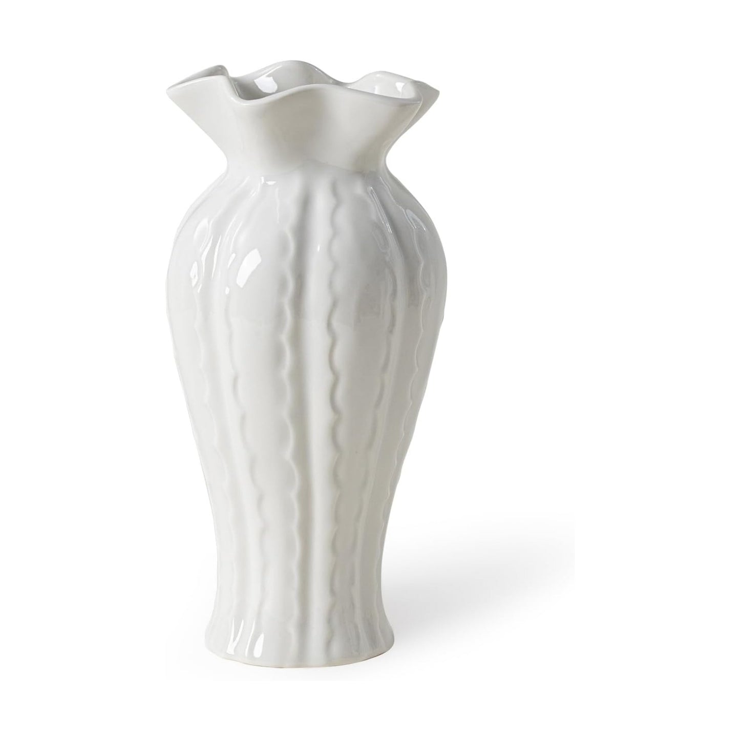 Elegant Lily Ceramic Flower Vase / Glossy / White