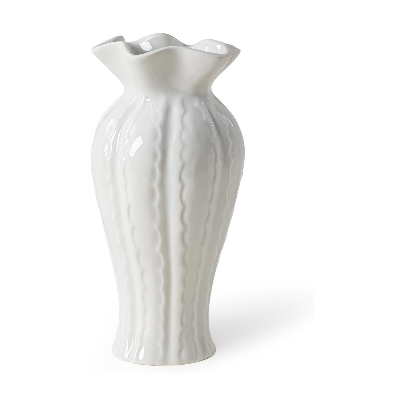 Elegant Lily Ceramic Flower Vase / Glossy / White