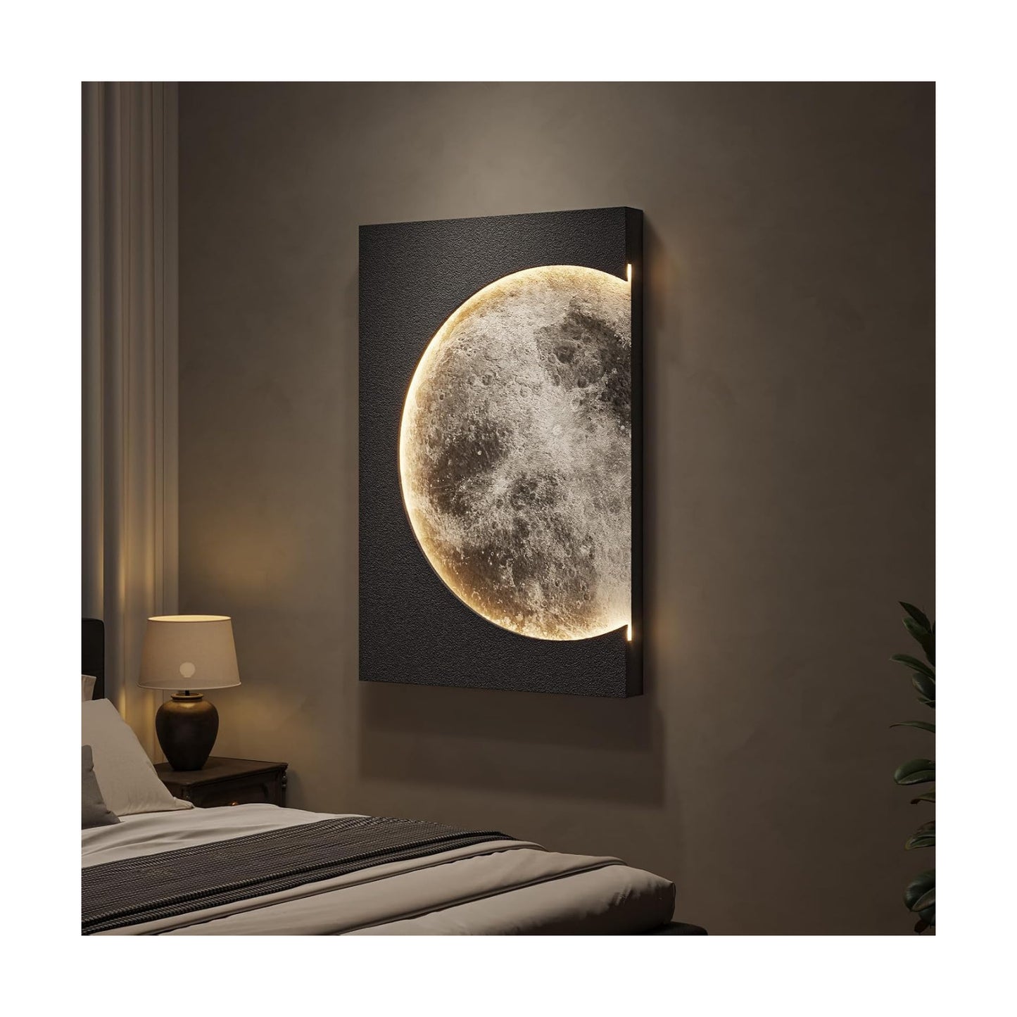 Cuspin Large 3D LED Moon Wall Art, 24x36 In (Black)