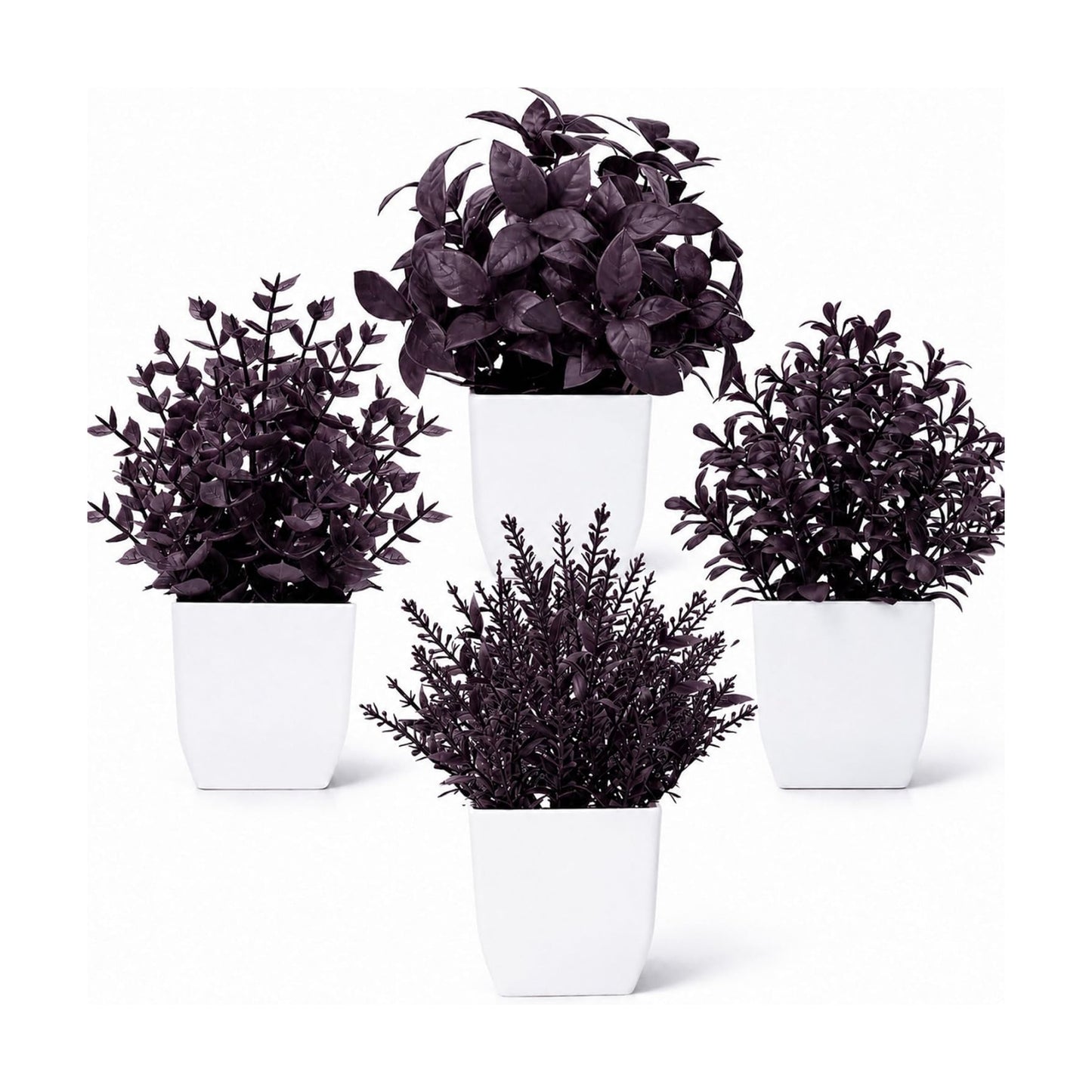 Der Rose 4 Pack Purple Fake Plants in Pots for Halloween Indoor Decor