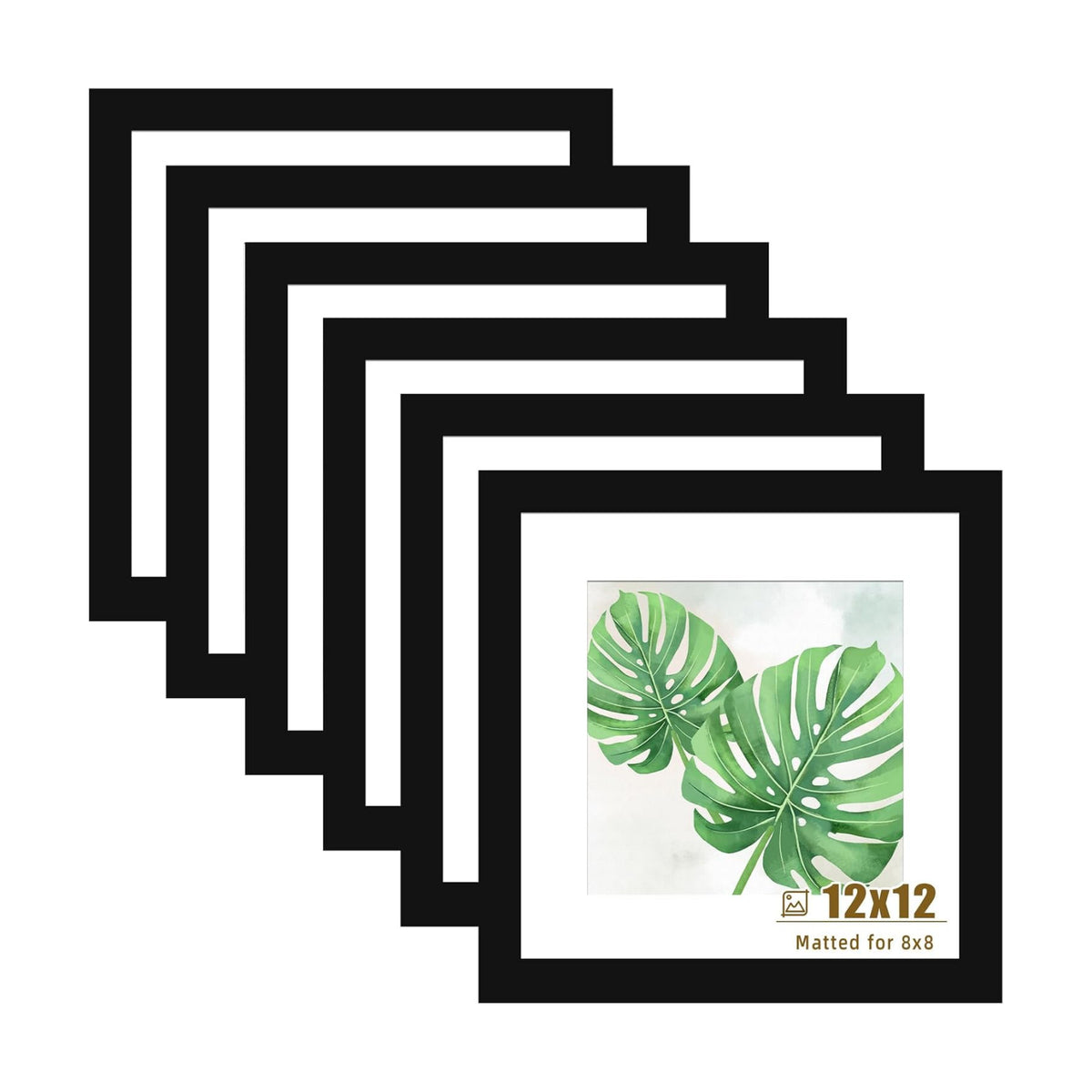 SESEAT 12x12 Picture Frame Black Set of 6, Diamond Art Painting Frames Display Photo 8x8 or 12 x 12 without Mat, Wall