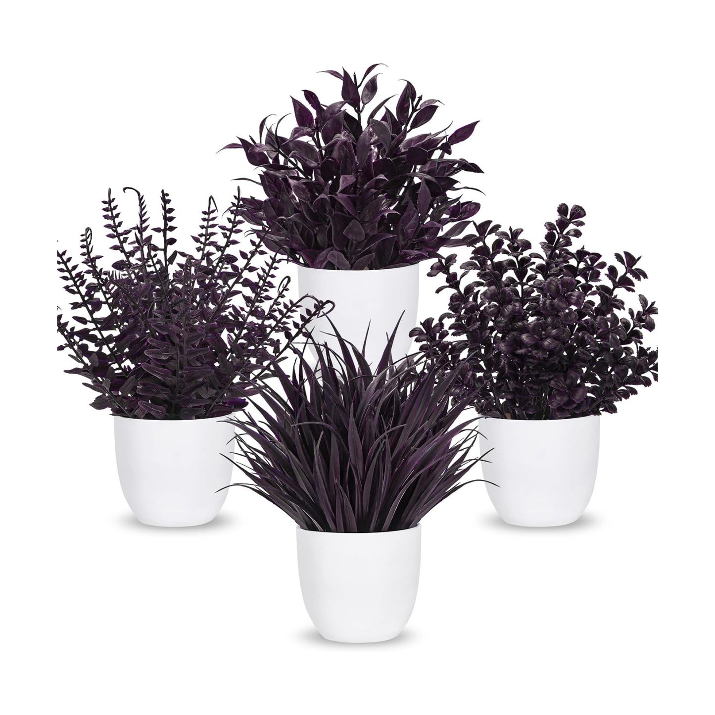 Der Rose 4 Pack Purple Artificial Plants in Pots, Halloween Fall Decor