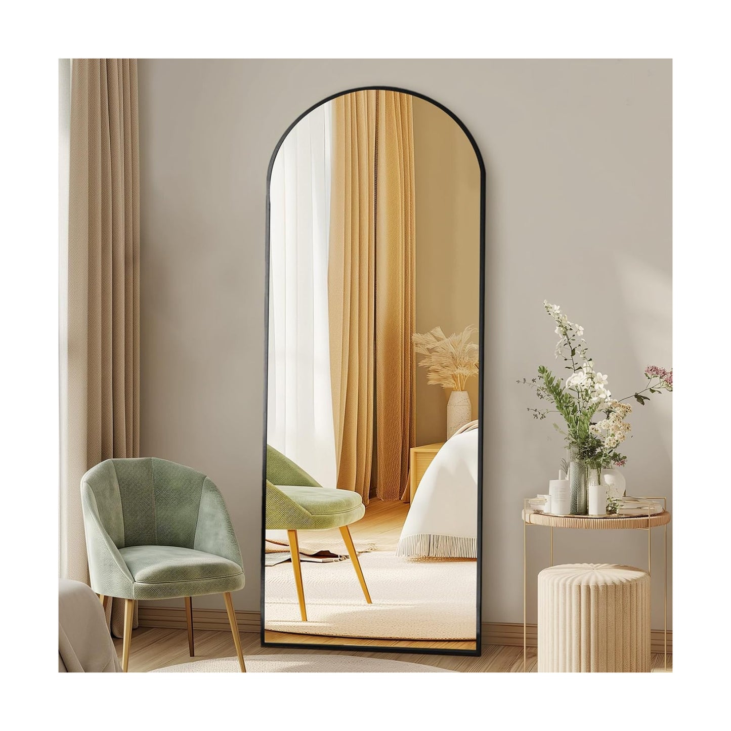 DUMOS 56"x15" Arched Full Length Mirror with Stand, Full Body Floor Mirror