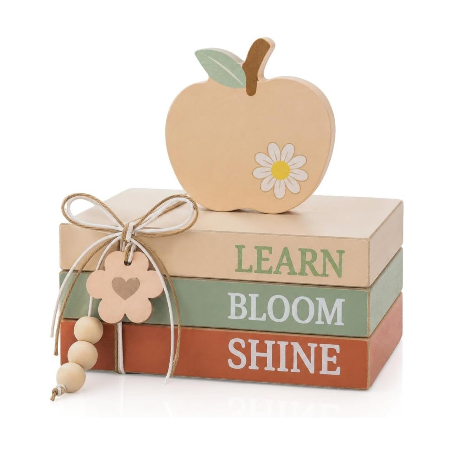 Wooden Book-Shaped Blocks / Boho Neutral Apple / Set of 4