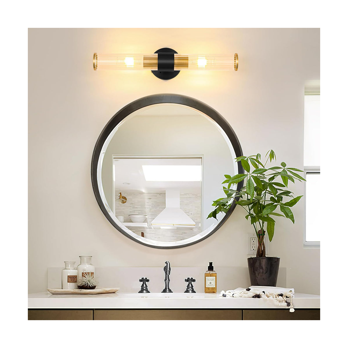 Morauroral Black Gold Battery Operated Wall Sconce, Rechargeable Wall Lights with Remote, 20 Inch Modern Wireless Wall