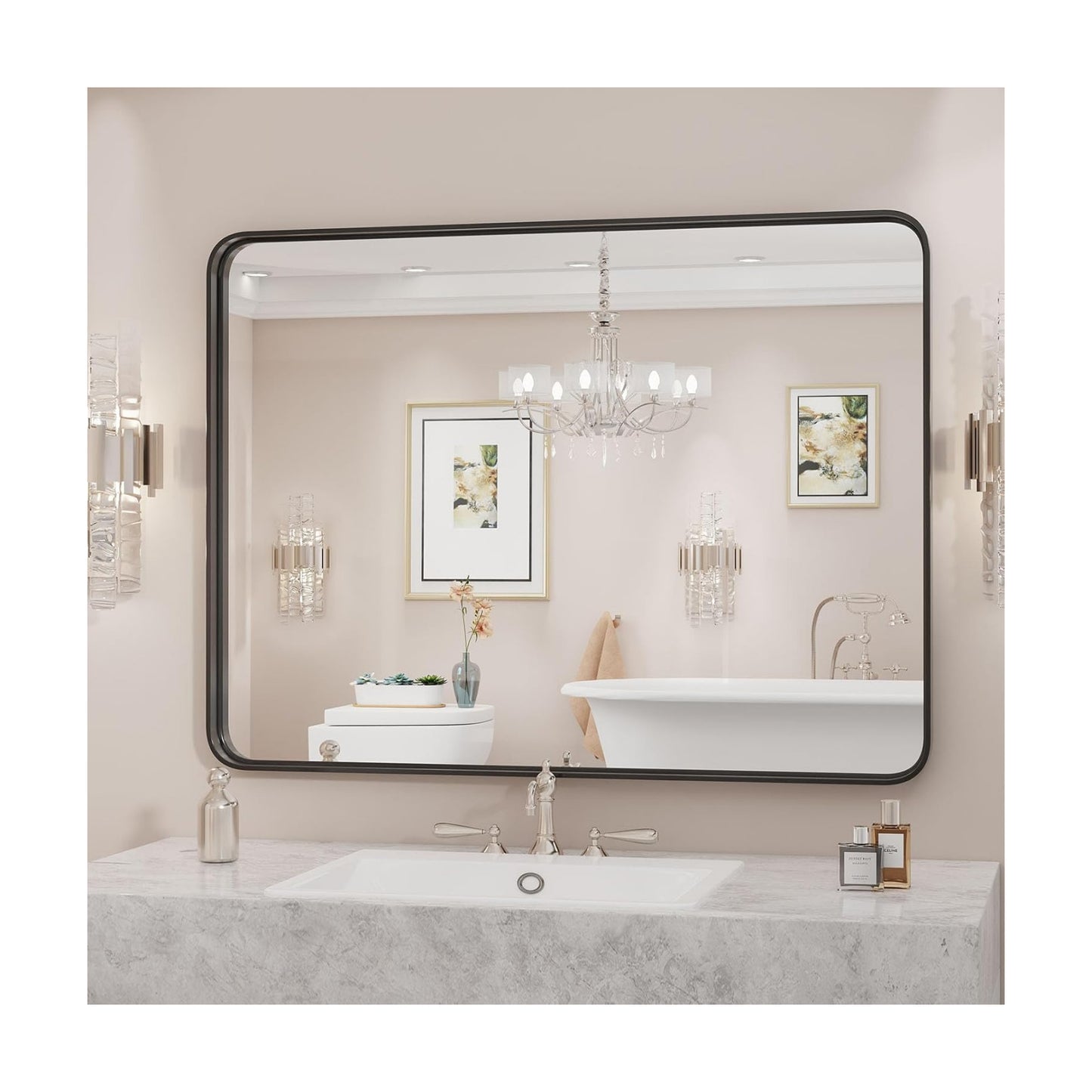 30"x 40" Black Bathroom Mirror for Sink, Rectangle Vanity Mirror