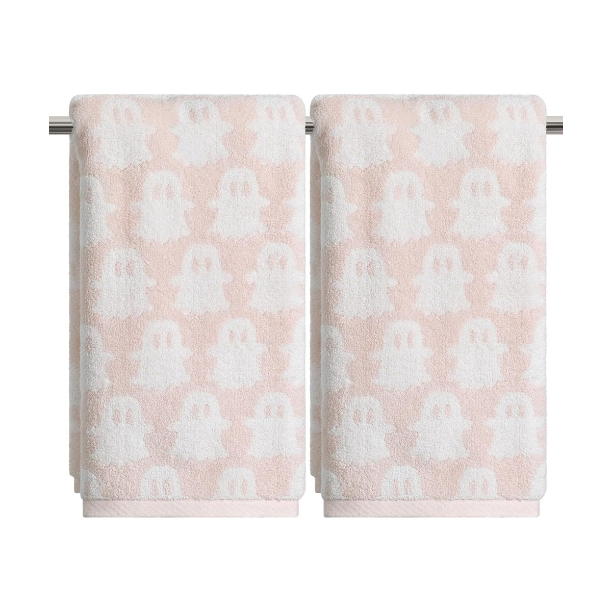 Artoid Mode 2 Pcs Pink Ghost Halloween Hand Towels for Bathroom